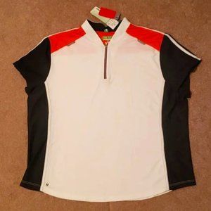 NWT Tail Tech XXL SLIMMING BLACK SIDES CORAL & WHITE Golf/ Tennis/Activewear Top